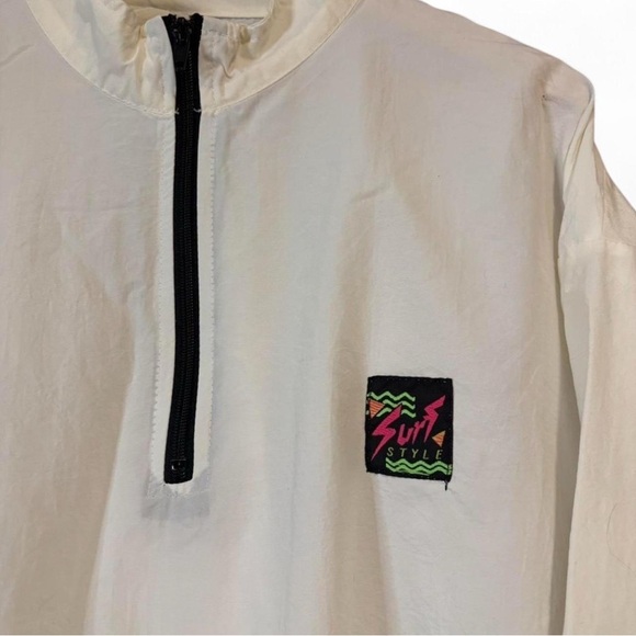 Vintage Surf Style Pullover Windbreaker Jacket OS XXL White FLAW - Picture 5 of 7